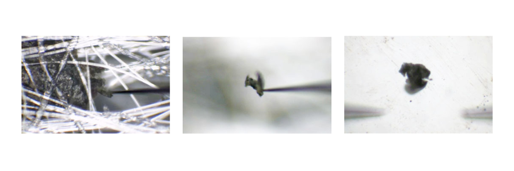 Pinpoint collection of foreign objects entangled in fibers